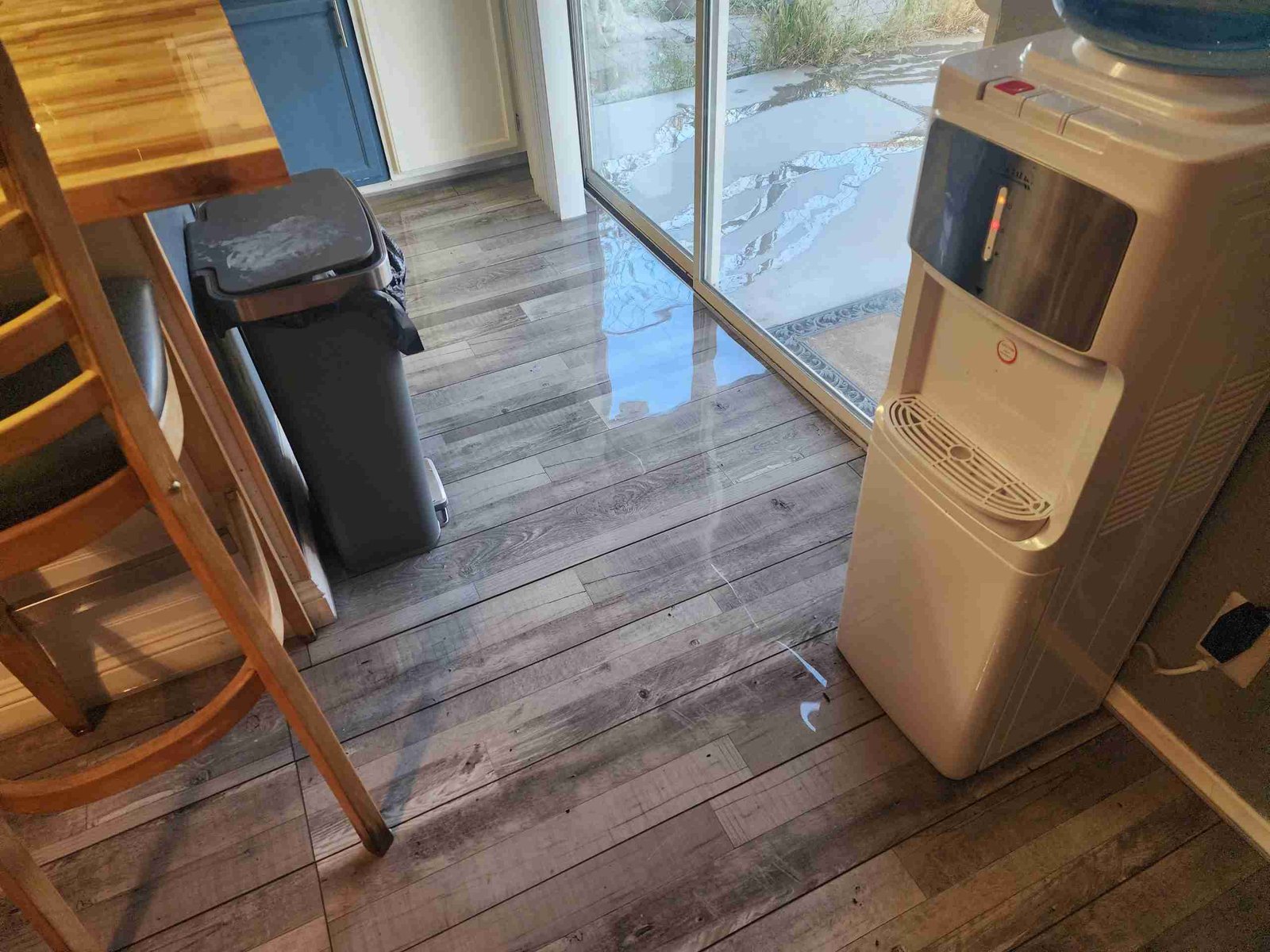 Water damage restoration project in Parker AZ with interior damage and cleanup progress after flooding